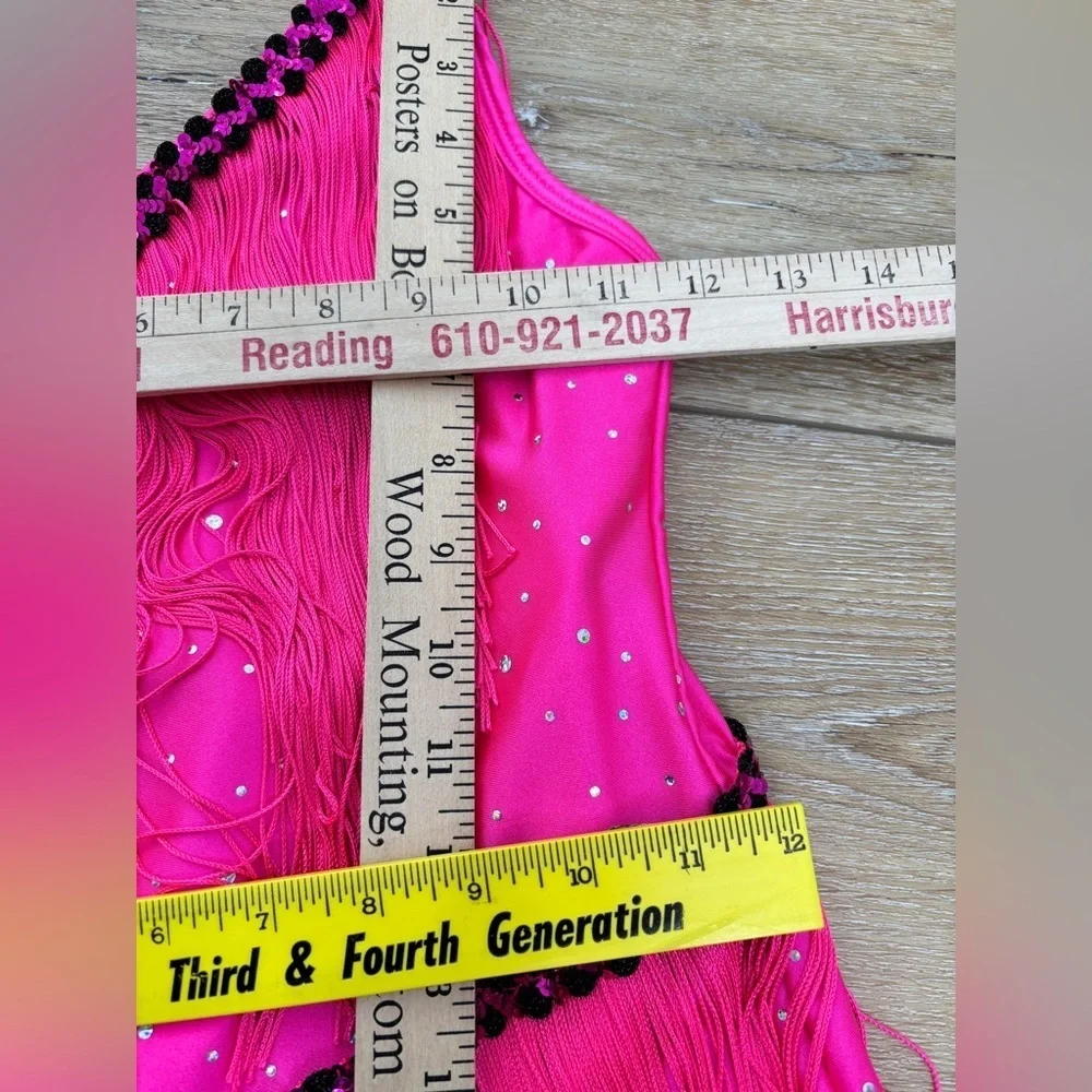 Revolution Dancewear Next To Me Hot Pink Dress Fringe Size MC Flapper Pageant